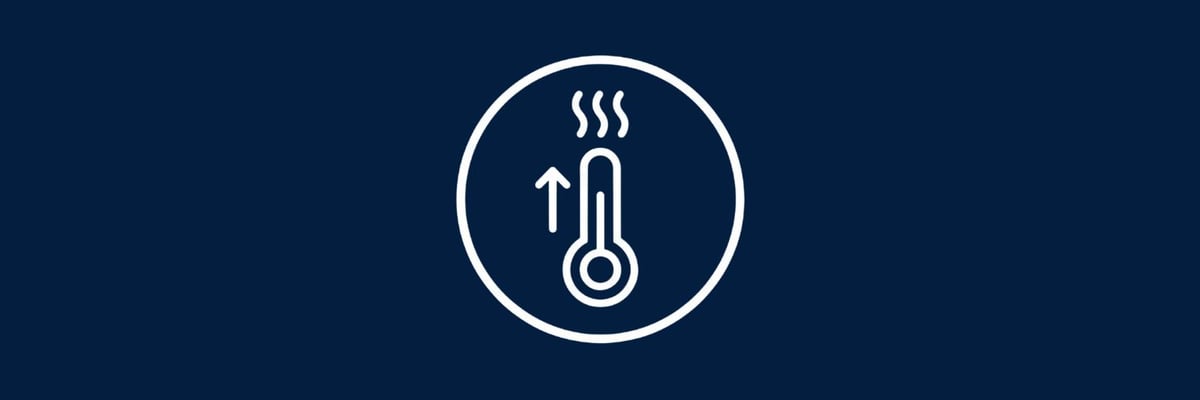 Blue and white graphic of temperature increasing to demontrate a heat smoke alarm sensor.